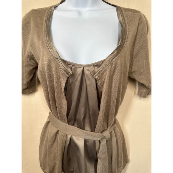 NEWYORK&CO Y2K Streetwear Fall Office Cocktail Faux 2pc Silk Shirt w Cardigan XS - Picture 9 of 16